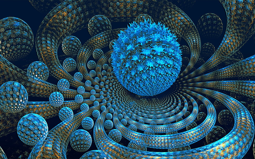 blue and brown 3D wallpaper HD wallpaper
